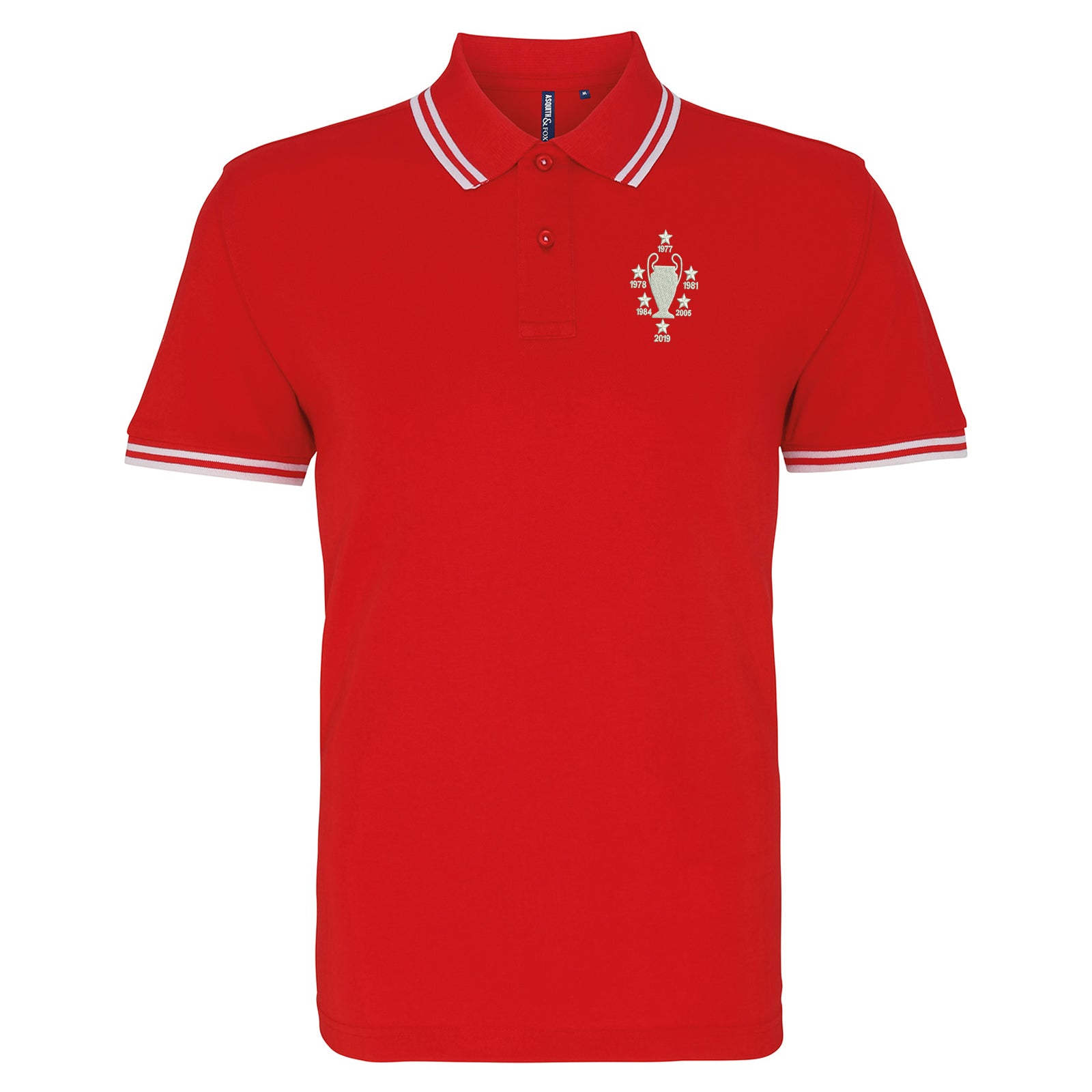 Liverpool Six Time Champions of Europe Embroidered Tipped Polo Shirt