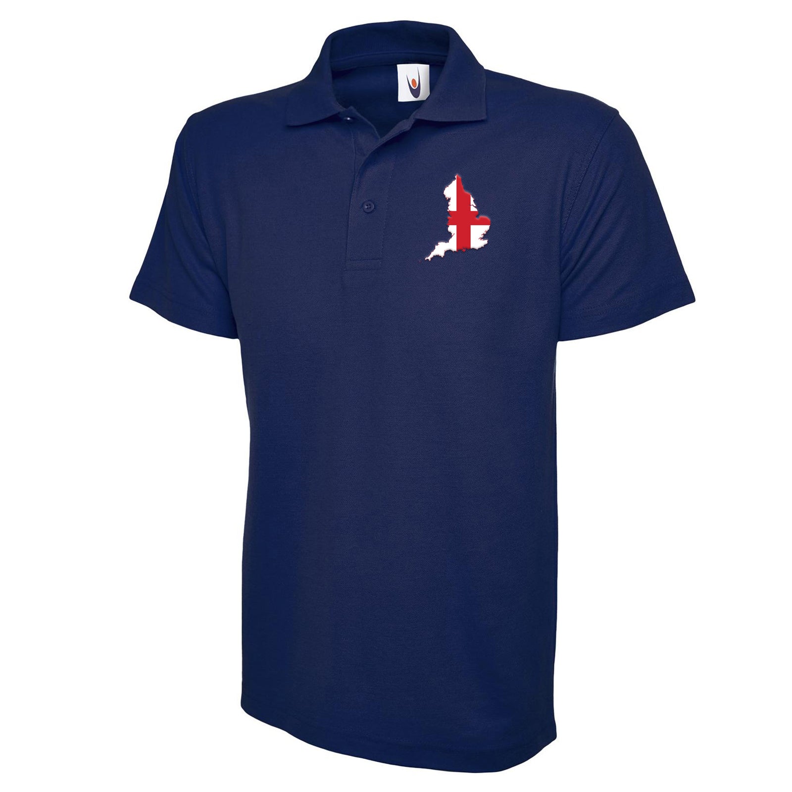 England Flag Map Embroidered Classic Polo Shirt