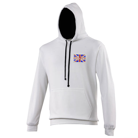 England Coloured Union Jack Embroidered Contrast Hoodie