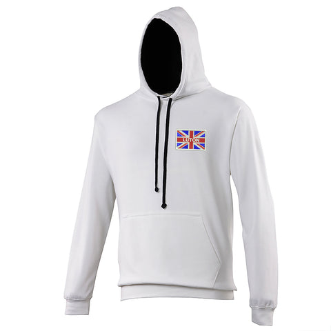 Luton Coloured Union Jack Embroidered Contrast Hoodie