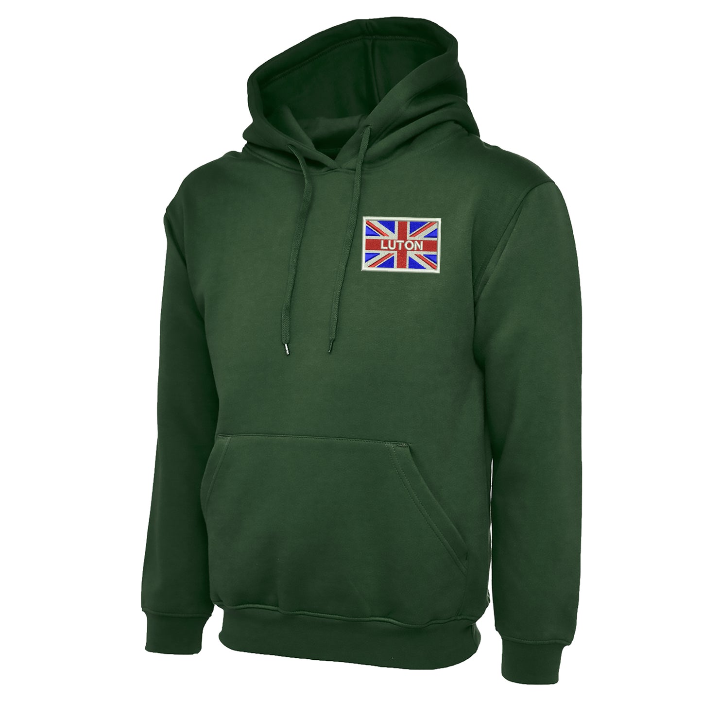 Luton Coloured Union Jack Embroidered Classic Hoodie