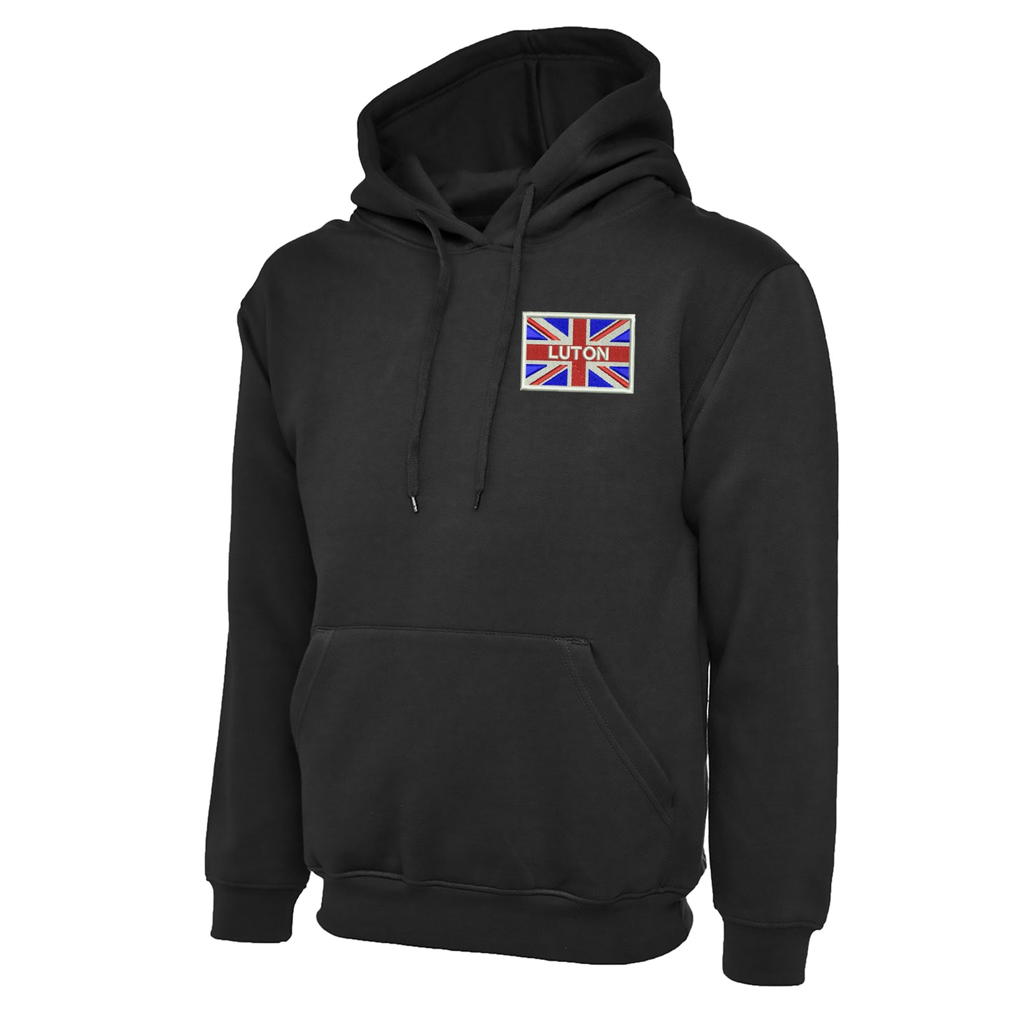 Luton Coloured Union Jack Embroidered Classic Hoodie