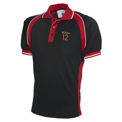 Retro Senna 12 Embroidered Polyester Sports Polo Shirt