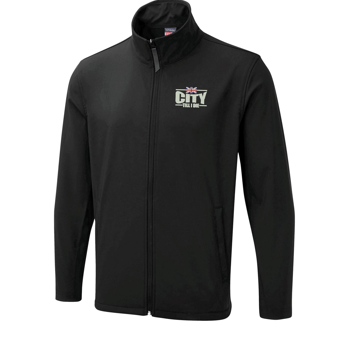 City Till I Die Union Jack Embroidered Lightweight Soft Shell Jacket