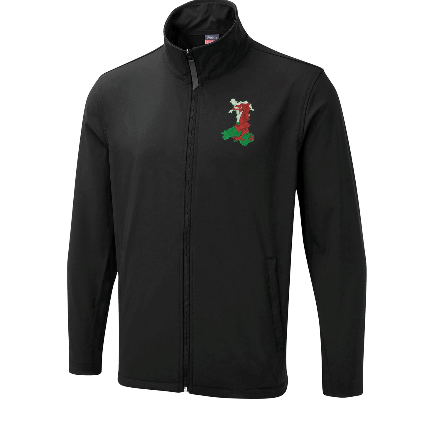 Wales Flag Map Embroidered Lightweight Soft Shell Jacket