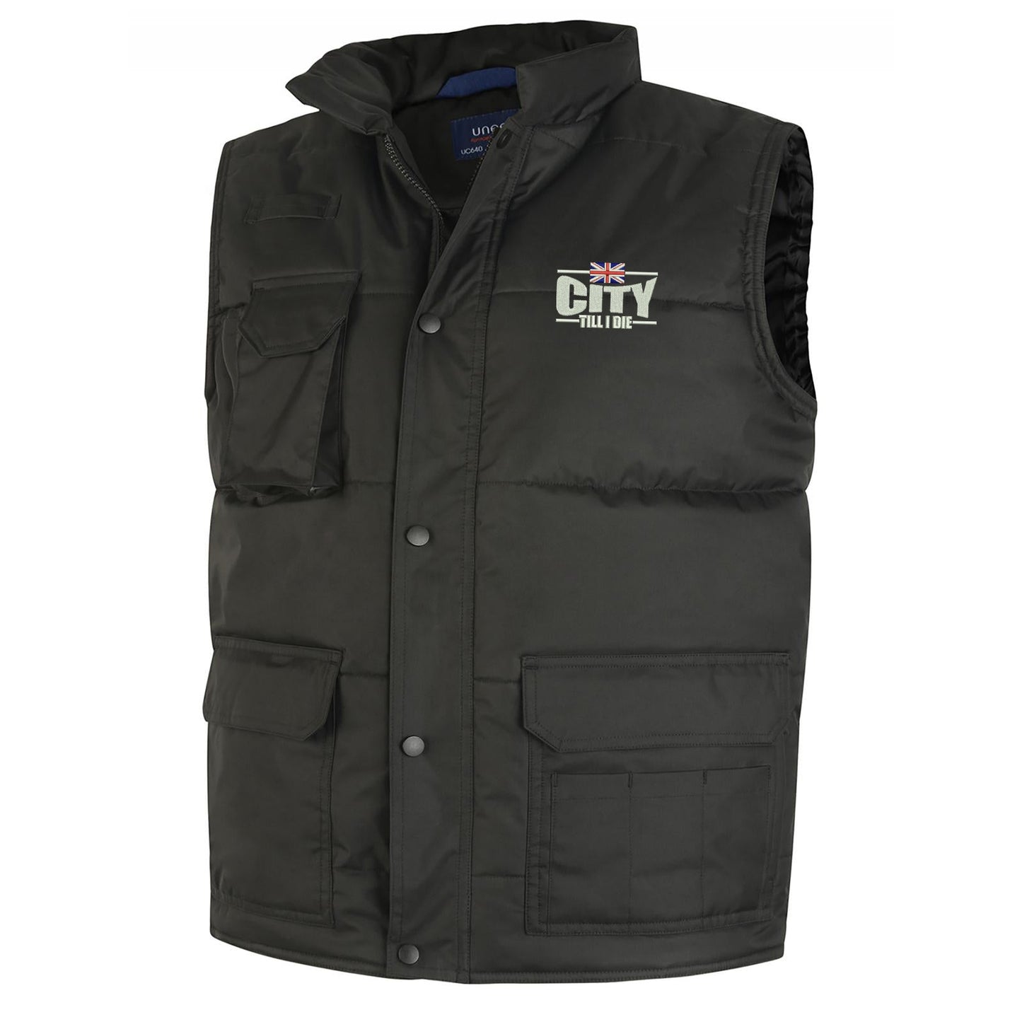 City Till I Die Union Jack Embroidered Super Pro Body Warmer