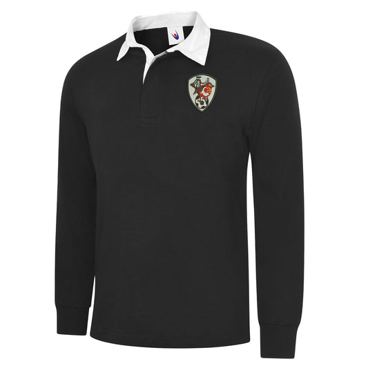 Retro Bristol City 1976 Embroidered Long Sleeve Rugby Shirt - Black White XL