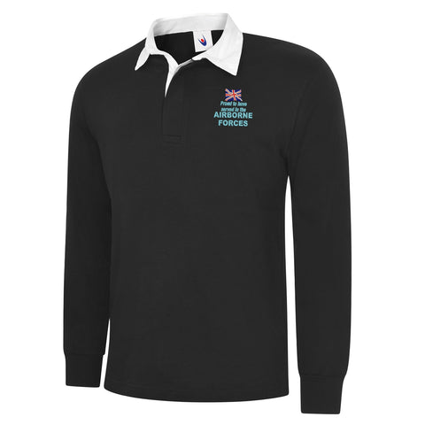 Proud to Have Served in The Airborne Forces Embroidered Long Sleeve Rugby Shirt