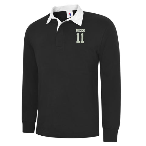 Amokachi 11 Embroidered Long Sleeve Rugby Shirt