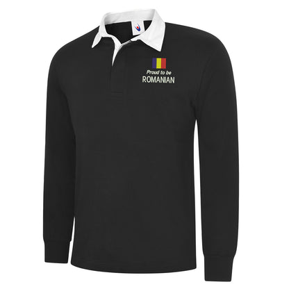 Proud to be Romanian Embroidered Long Sleeve Rugby Shirt