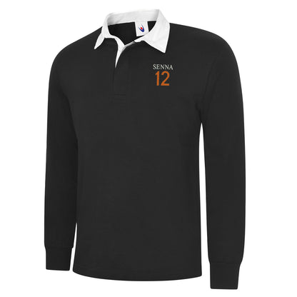 Retro Senna 12 Embroidered Long Sleeve Rugby Shirt