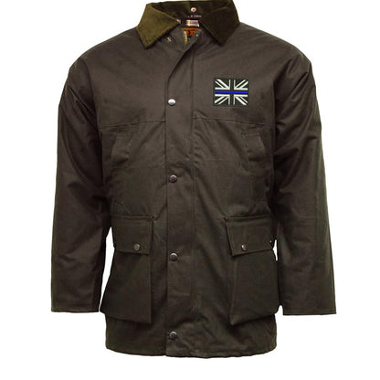 Thin Blue Line Union Jack Embroidered Padded Wax Jacket