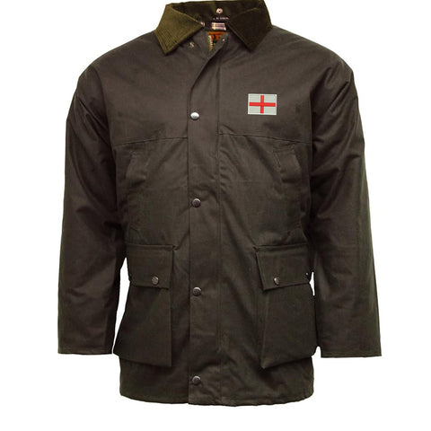 Flag of England Embroidered Padded Wax Jacket