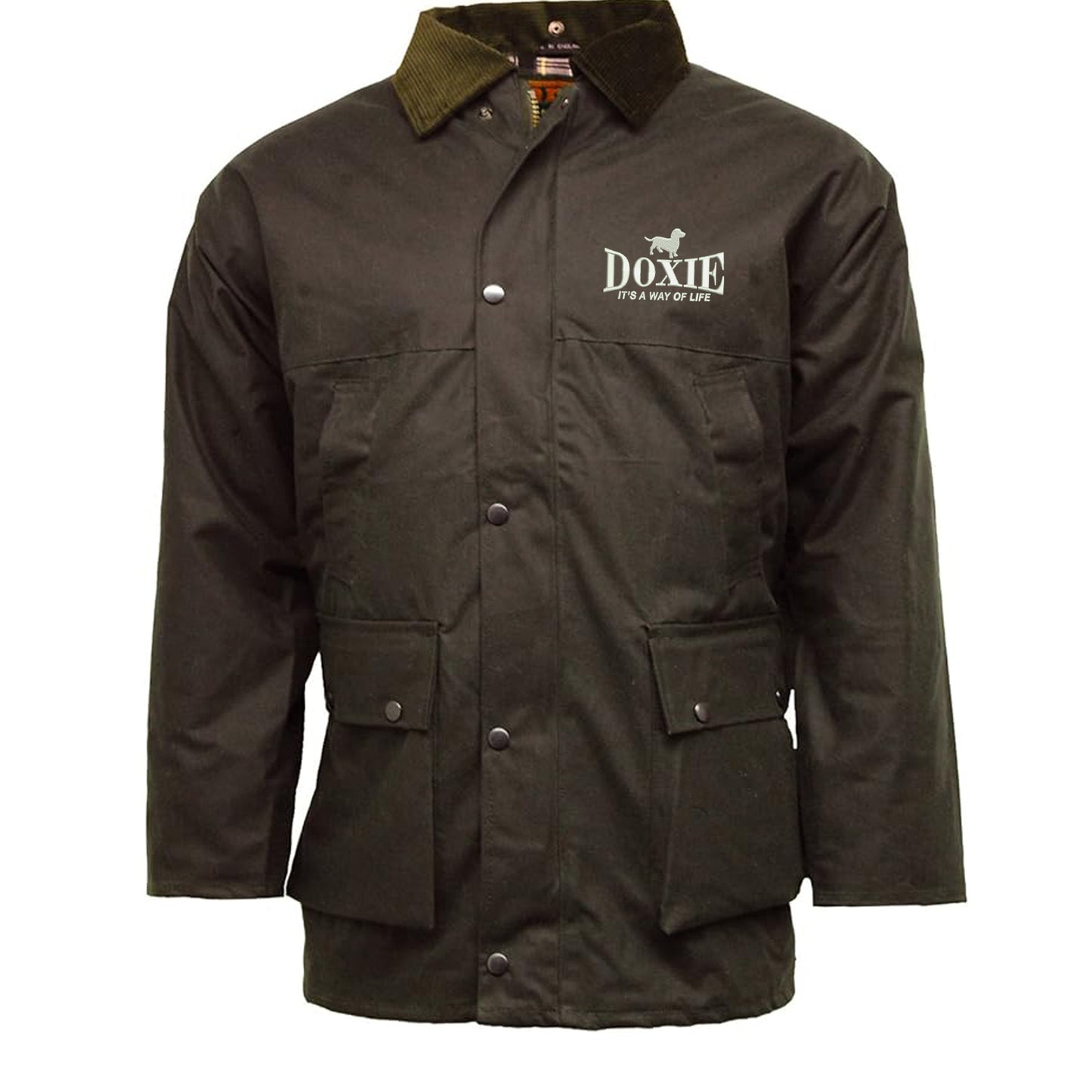 Doxie It's a Way of Life Embroidered Padded Wax Jacket