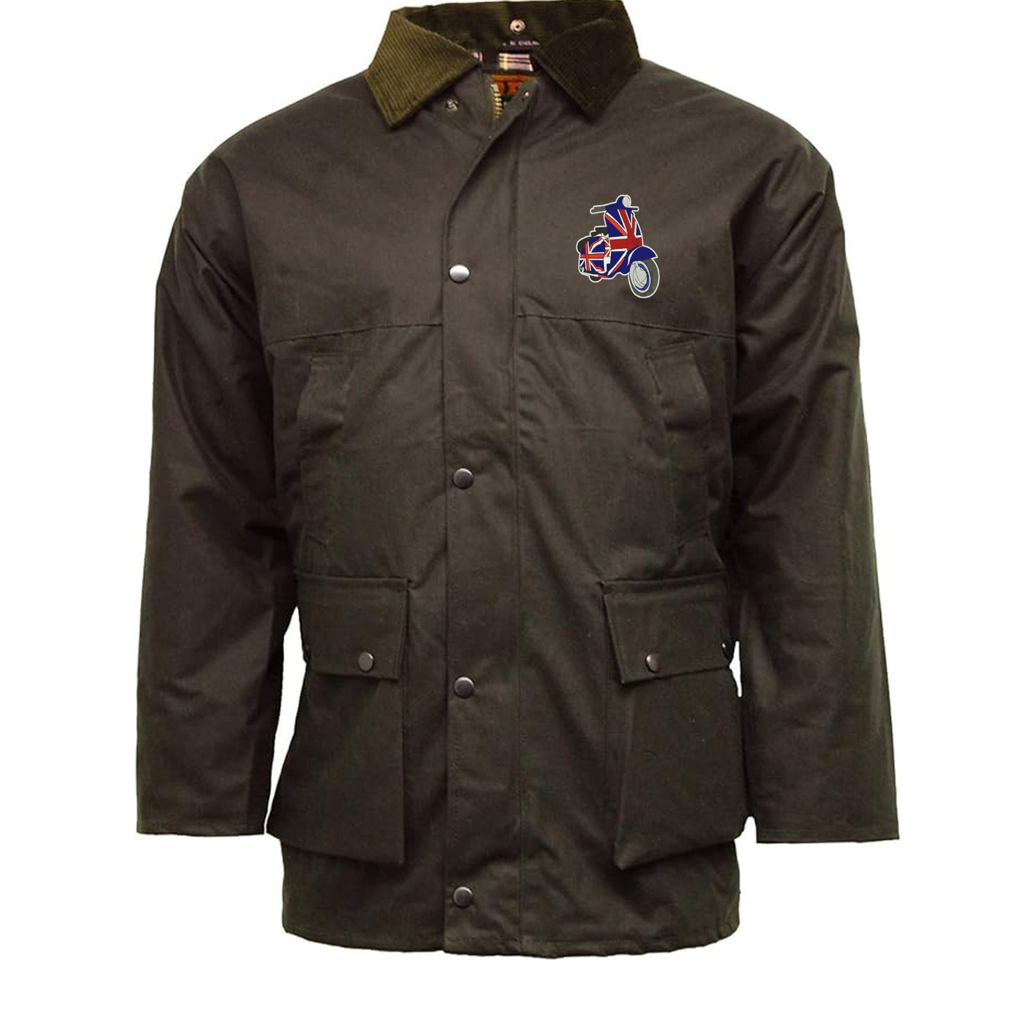 MOD Union Jack Scooter Embroidered Padded Wax Jacket