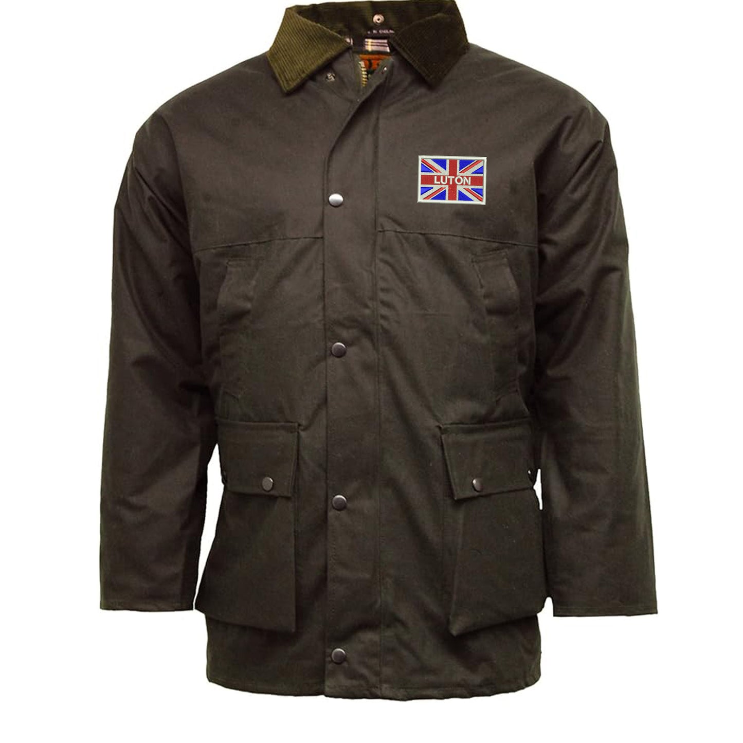 Luton Coloured Union Jack Embroidered Padded Wax Jacket