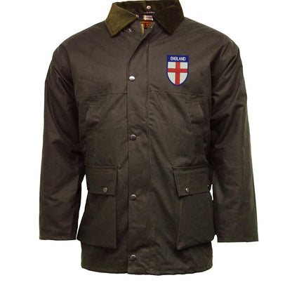 Flag of England Shield Embroidered Padded Wax Jacket