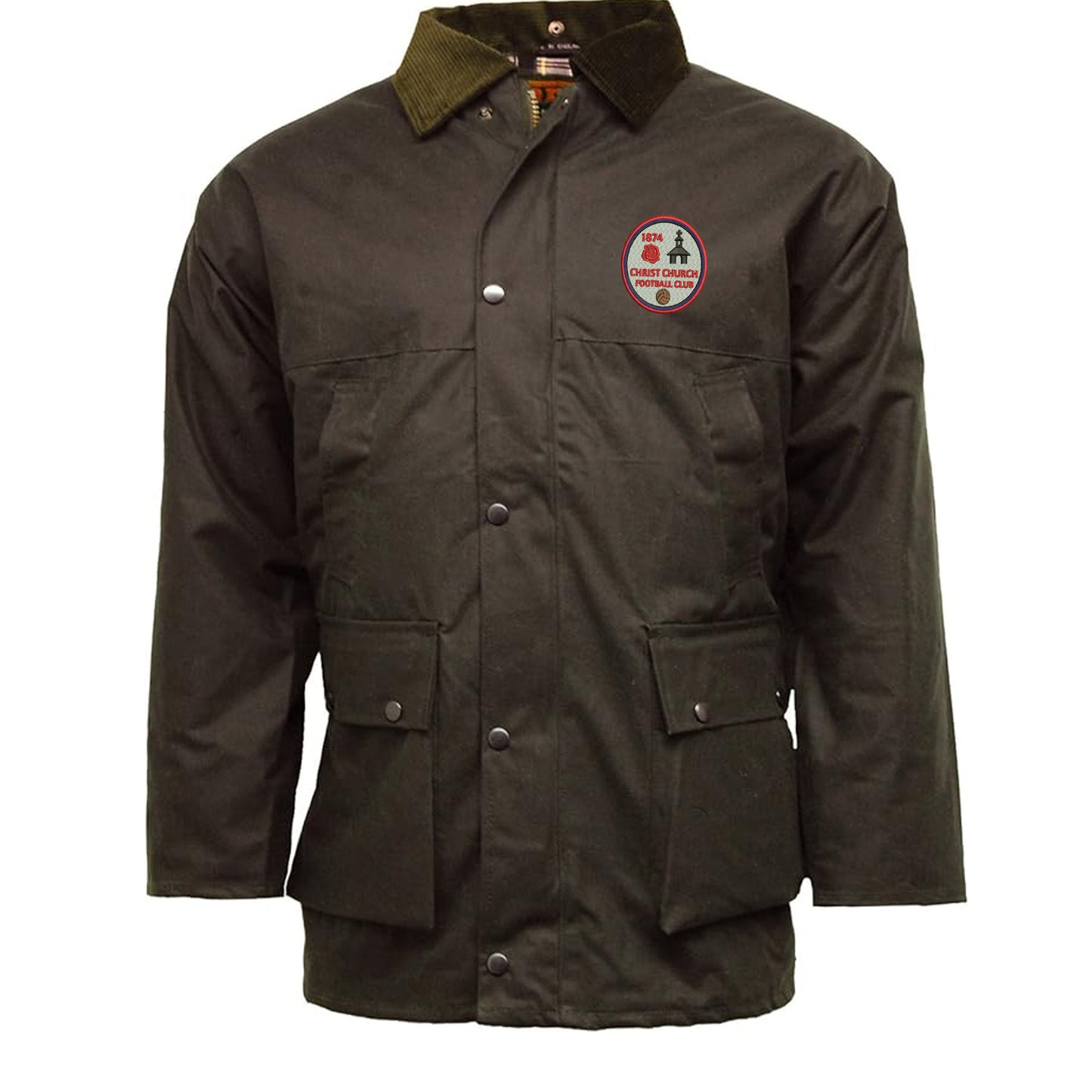 Retro Christ Church FC Embroidered Padded Wax Jacket