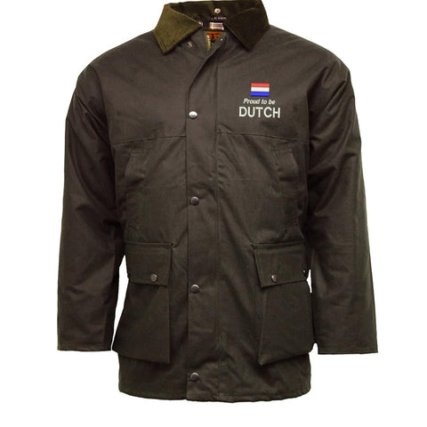 Proud to be Dutch Embroidered Padded Wax Jacket