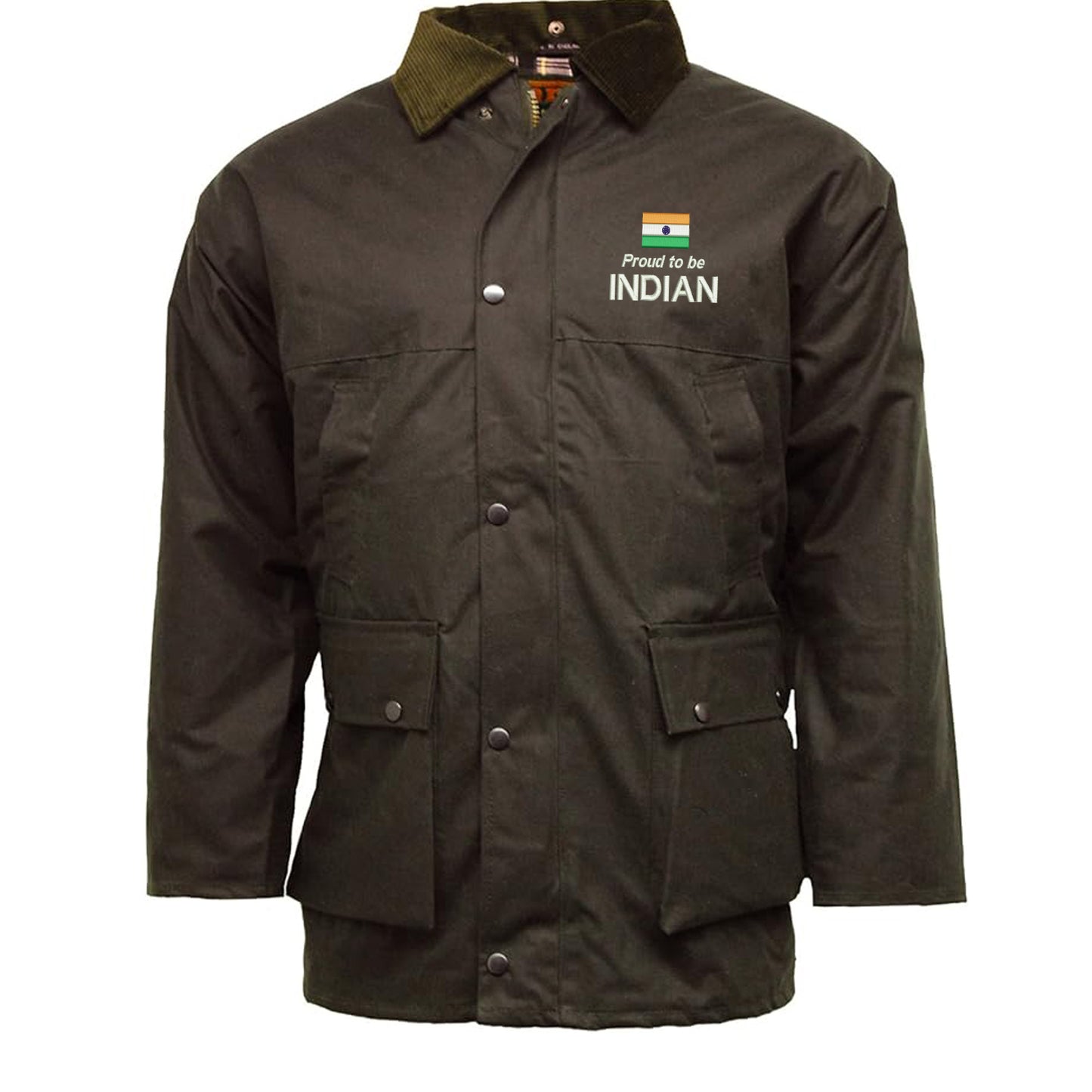 Proud to be Indian Embroidered Padded Wax Jacket