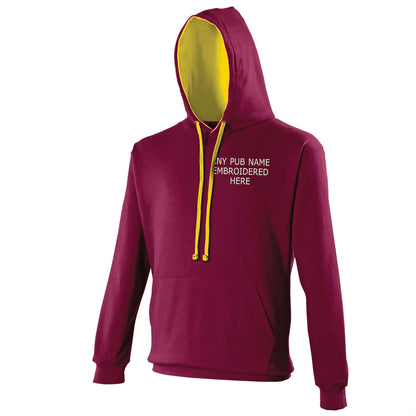 Personalised Embroidered Pub Embroidered Contrast Hoodie