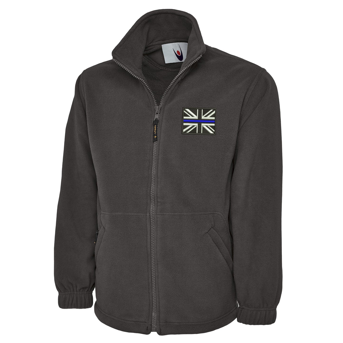 Thin Blue Line Union Jack Embroidered Premium Fleece Jacket