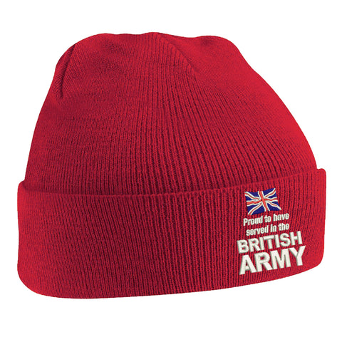 Proud to Have Served in The British Army Embroidered Beanie Hat