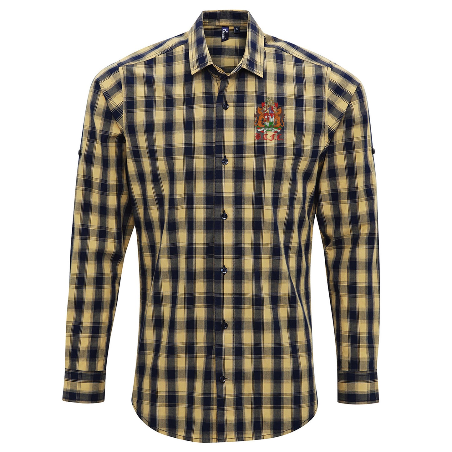 Retro Bristol City 1950s Embroidered Long Sleeve Mulligan Check Shirt