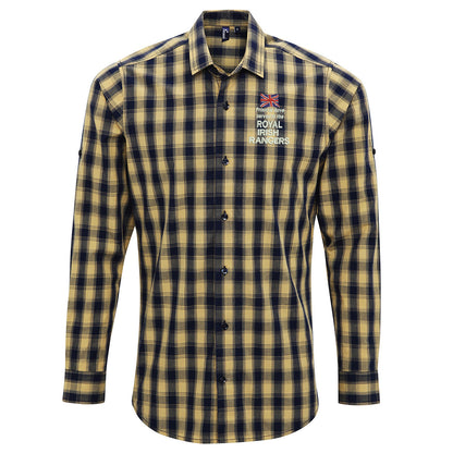 Proud to Have Served in The Royal Irish Rangers Embroidered Long Sleeve Mulligan Check Shirt