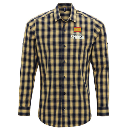 Proud to be Spanish Embroidered Long Sleeve Mulligan Check Shirt