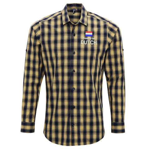 Proud to be Dutch Embroidered Long Sleeve Mulligan Check Shirt