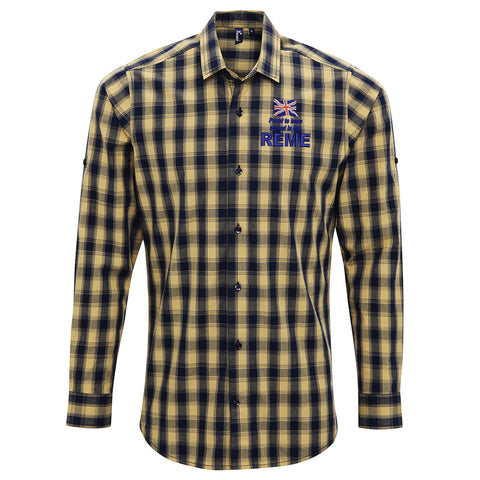 Proud to Have Served in The REME Embroidered Long Sleeve Mulligan Check Shirt