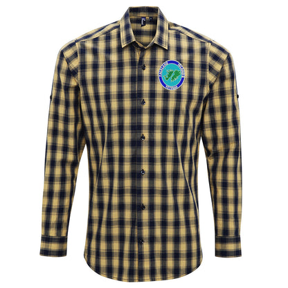 Falkland Islands Veteran Embroidered Long Sleeve Mulligan Check Shirt