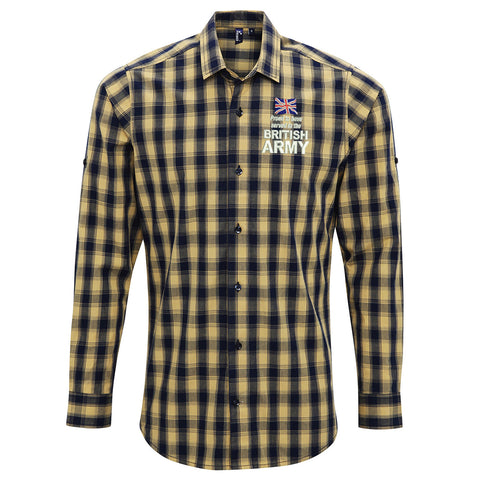 Proud to Have Served in The British Army Embroidered Long Sleeve Mulligan Check Shirt
