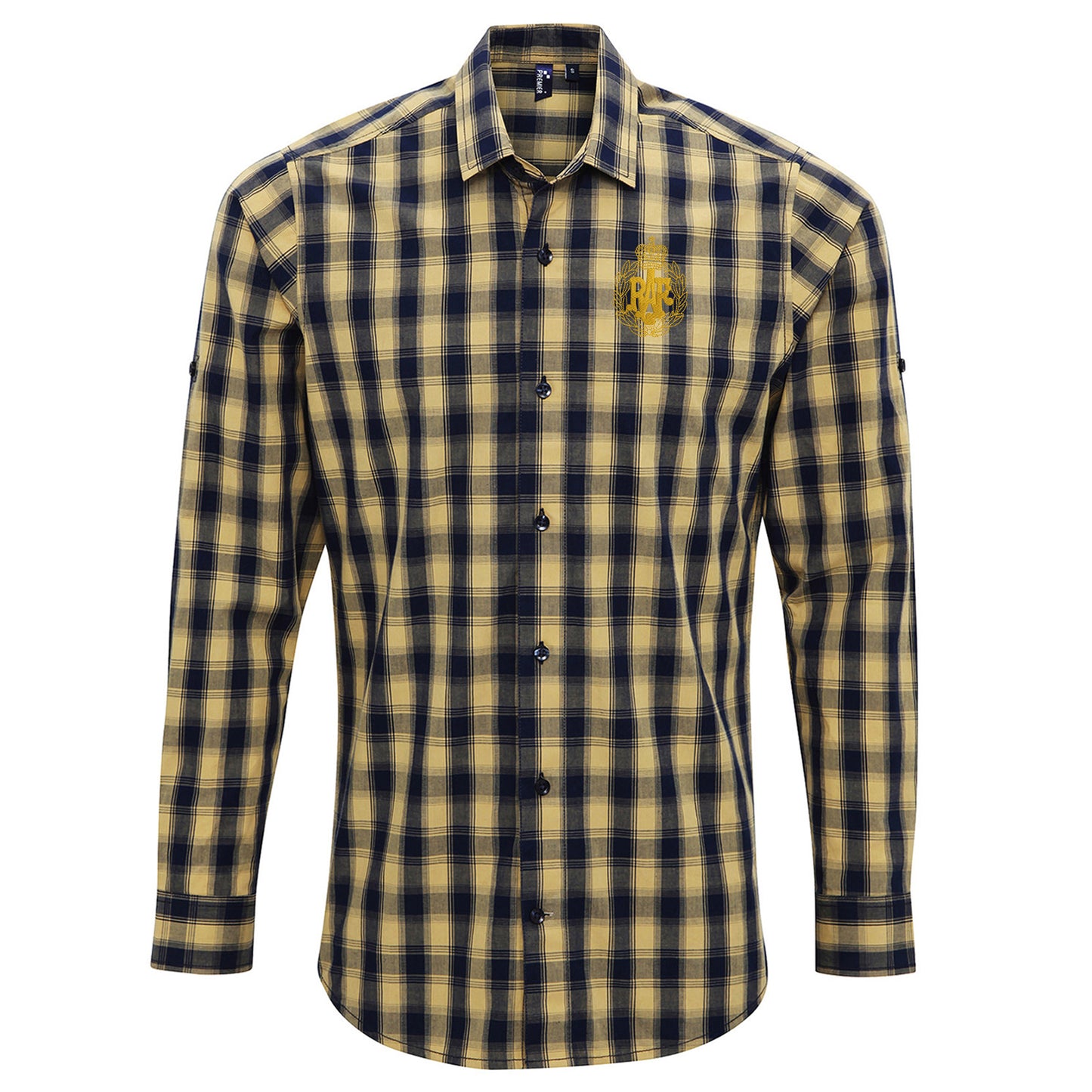 RAF Cap Badge  Embroidered Long Sleeve Mulligan Check Shirt