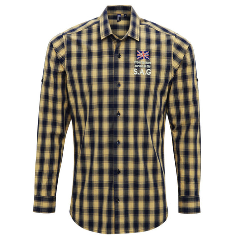 Proud to Have Served in The SAG Embroidered Long Sleeve Mulligan Check Shirt