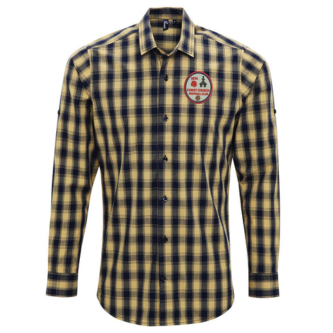 Retro Christ Church FC Embroidered Long Sleeve Mulligan Check Shirt