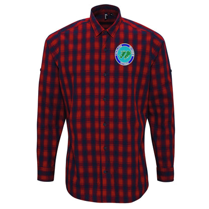 Falkland Islands Veteran Embroidered Long Sleeve Mulligan Check Shirt