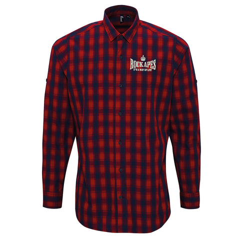 Rock Apes It's a Way of Life Embroidered Long Sleeve Mulligan Check Shirt