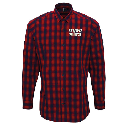 Retro Crown Paints Embroidered Long Sleeve Mulligan Check Shirt