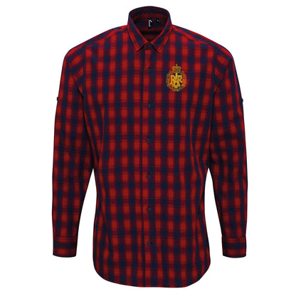 RAF Cap Badge  Embroidered Long Sleeve Mulligan Check Shirt