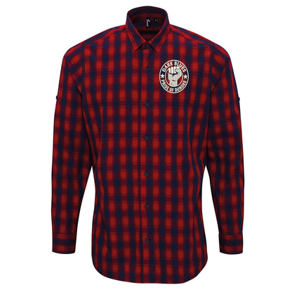 Dark Blues Pride of Dundee Embroidered Long Sleeve Mulligan Check Shirt