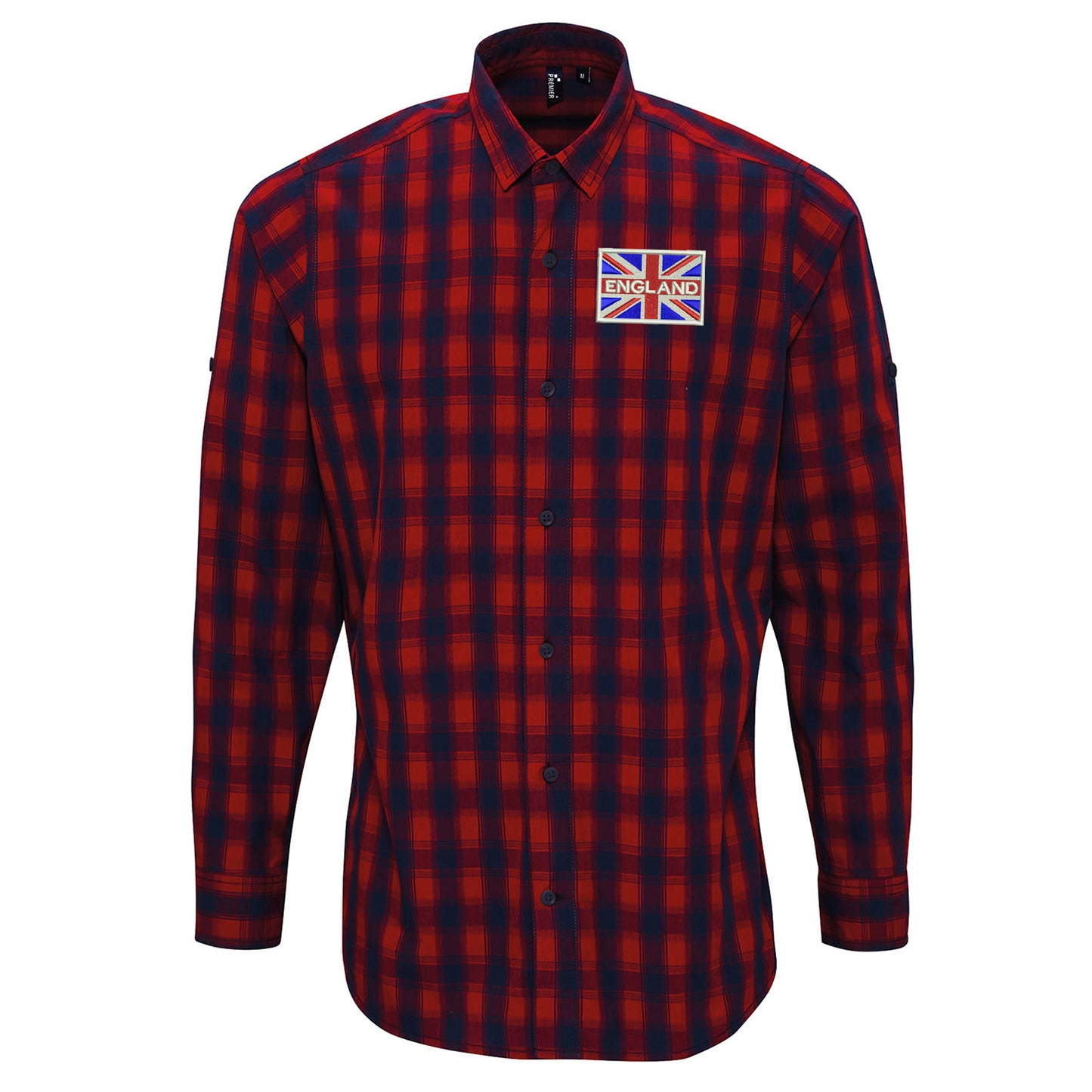 England Coloured Union Jack Embroidered Long Sleeve Mulligan Check Shirt