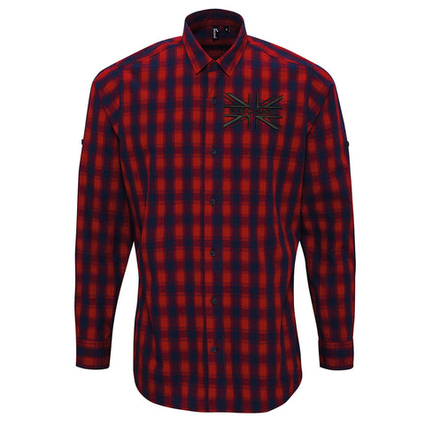 Boscombe Union Jack Embroidered Long Sleeve Mulligan Check Shirt