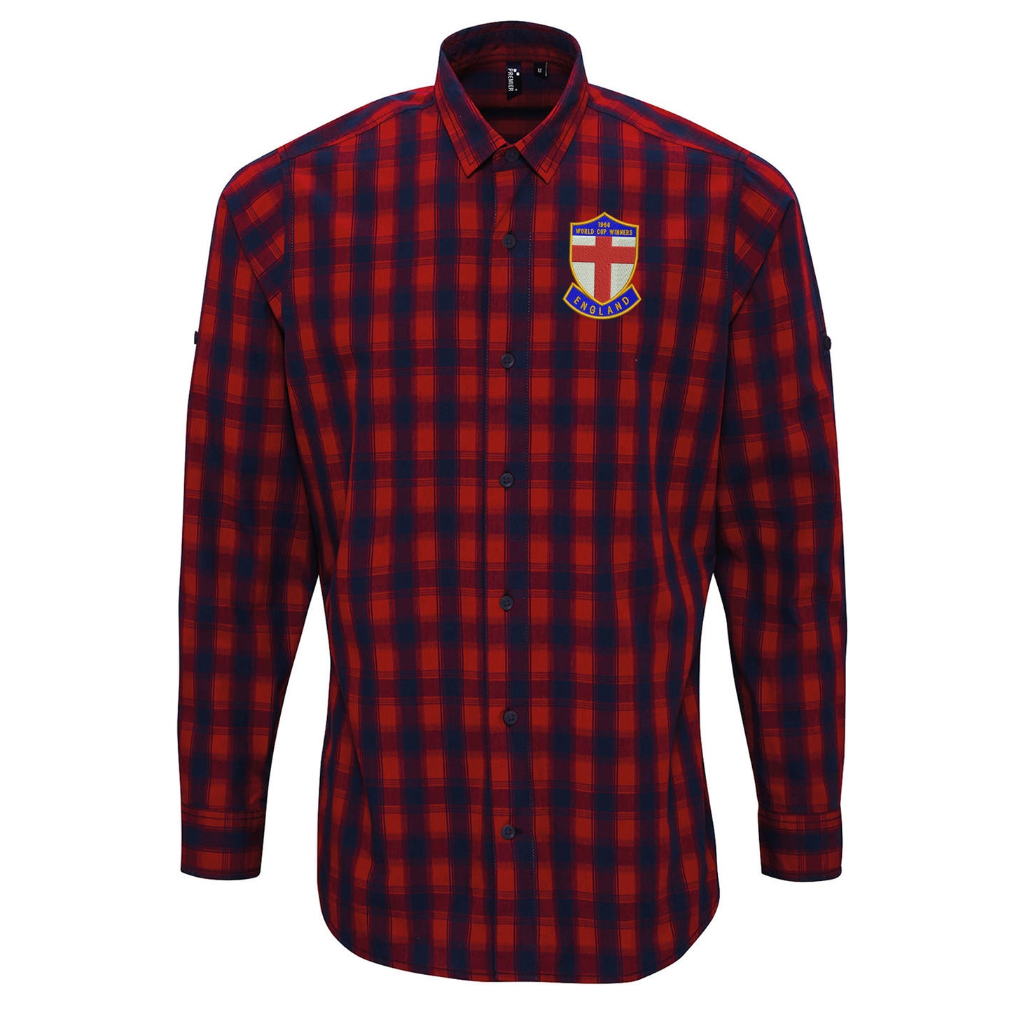 England World Cup Winners 1966 Embroidered Long Sleeve Mulligan Check Shirt