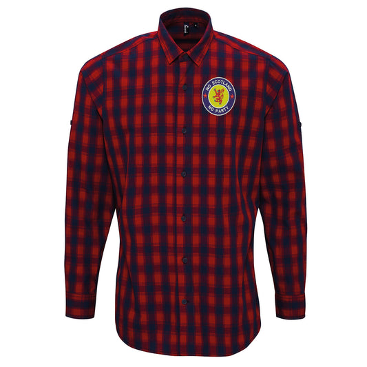 No Scotland No Party Embroidered Long Sleeve Mulligan Check Shirt