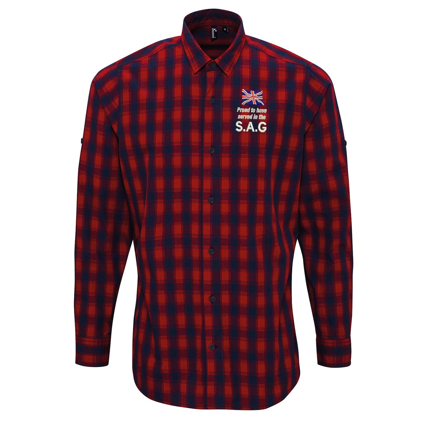 Proud to Have Served in The SAG Embroidered Long Sleeve Mulligan Check Shirt