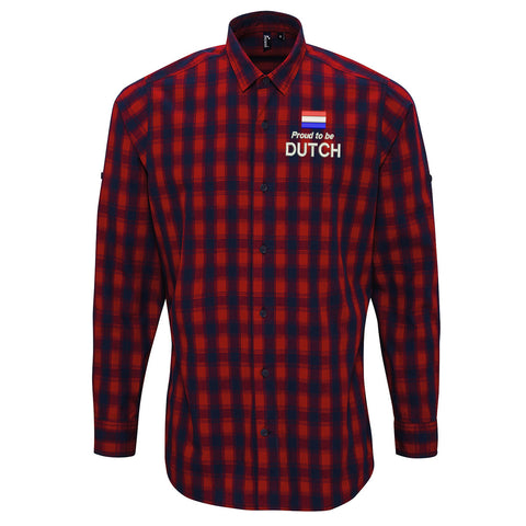 Proud to be Dutch Embroidered Long Sleeve Mulligan Check Shirt