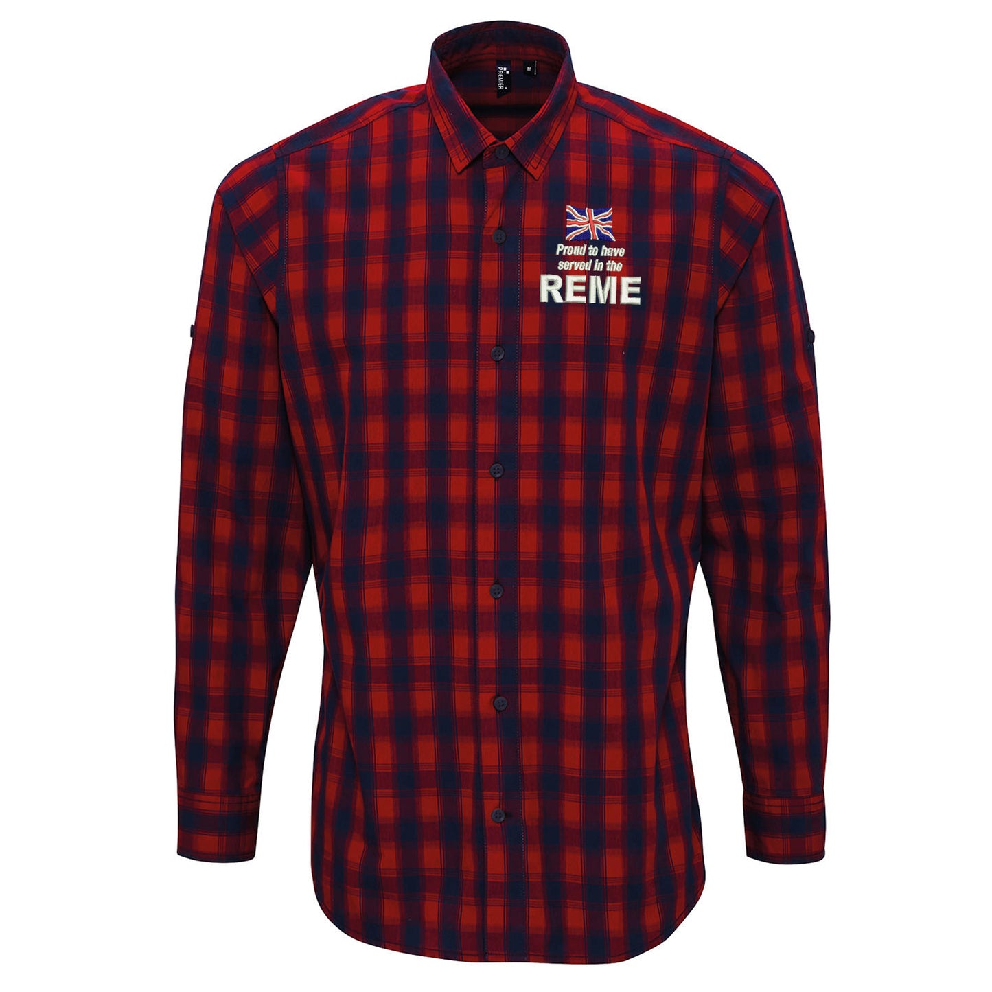 Proud to Have Served in The REME Embroidered Long Sleeve Mulligan Check Shirt