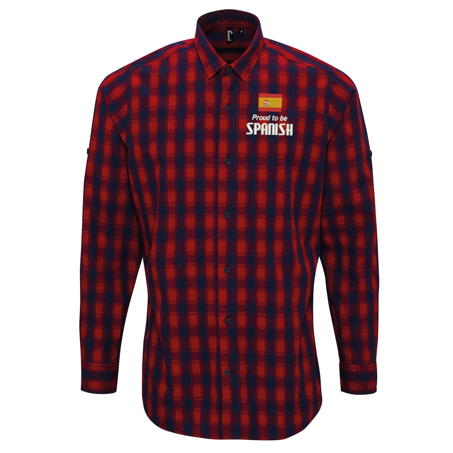 Proud to be Spanish Embroidered Long Sleeve Mulligan Check Shirt